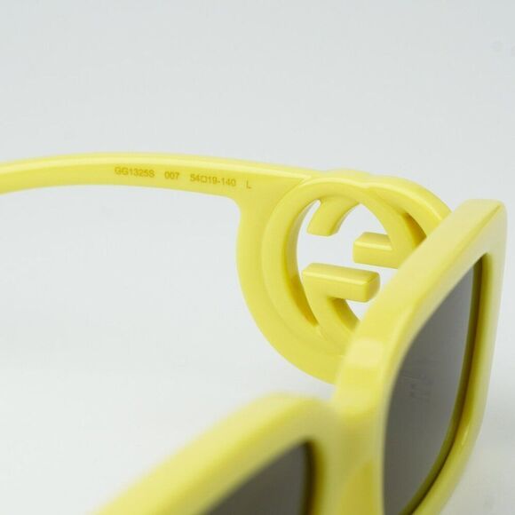 NEW Gucci GG1325S 007 Acid Yellow Brown Rectangle Unisex Sunglasses GG 1325S - Picture 7 of 10